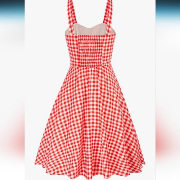 Red Plus Size Gingham Fit and Flare Dress - Picture 2 of 16